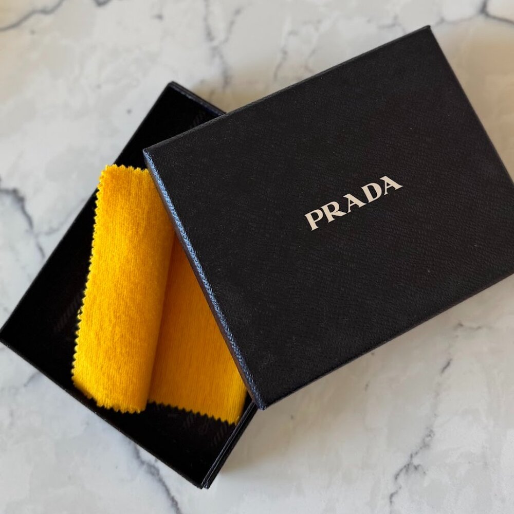 Prada Gift wallet box with ribbon and authentic card